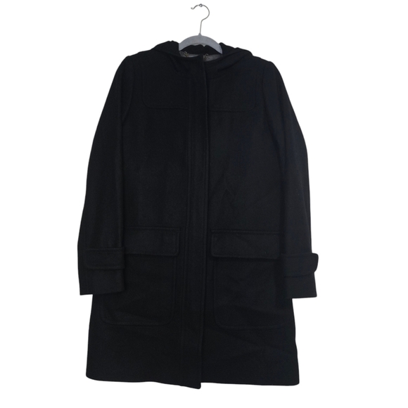 J. Crew Wool Cashmere by Nello Gori Long Coat in Black Neutral Lux Winter hood - Picture 3 of 14